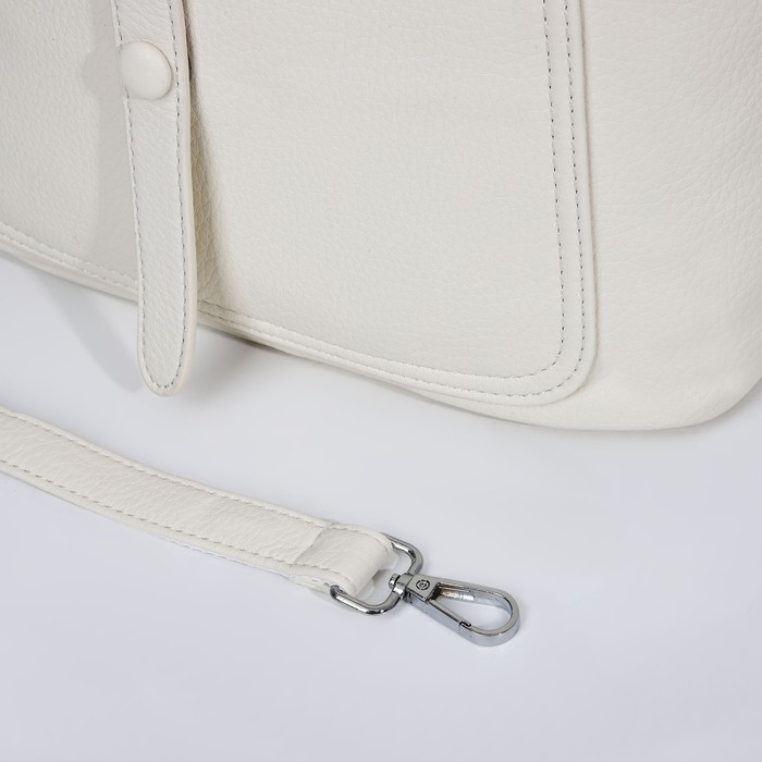 Сумка-тоут на молнии, 2 наружных кармана, цвет белый Сумка-тоут на молнии, 2 наружных кармана, цвет белый