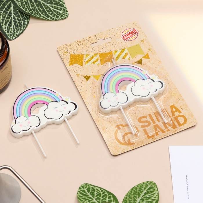 Свеча для торта Свеча для торта "Радужные облака", разноцветная