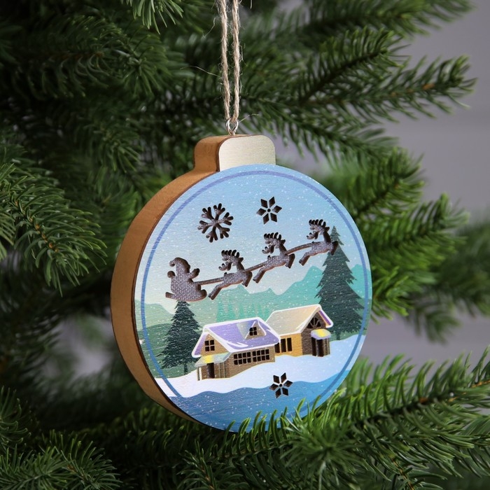 Ёлочная игрушка &laquo;Новогодняя ночь&raquo;, от батареек, свечение тёплое белое