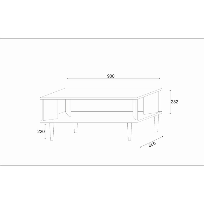 Стол журнальный Пандора, 900х550х450, Белый/Дуб крафт золотой