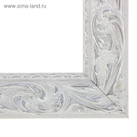 Рама для картин (зеркал) 18 х 24 х 4 см, дерево "Версаль", бело-серебристая