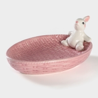 Блюдо сервировочное Доляна &laquo;Зайка&raquo;, 26&times;19,5&times;10,5 см, цвет розовый