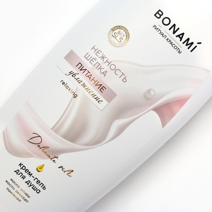 Гель для душа женский с пантенолом, 750 мл, аромат нежности шёлка, BONAMI Гель для душа женский с пантенолом, 750 мл, аромат нежности шёлка, BONAMI