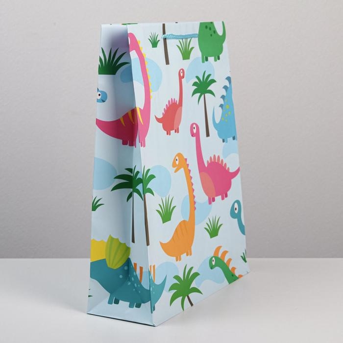 Пакет подарочный ламинированный, упаковка, «Динозавр: Поздравляю», L 28 х 38 х 9 см Пакет подарочный ламинированный, упаковка, «Динозавр: Поздравляю», L 28 х 38 х 9 см