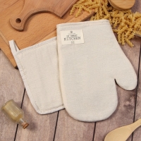 Набор кух. Этель ECO, цв. молочный: варежка 20х28 см, прихватка 19х19 см, 70% хл, 30% лён, в Набор кух. Этель ECO, цв. молочный: варежка 20х28 см, прихватка 19х19 см, 70% хл, 30% лён, в