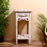 Тумба "Старый Бали" 40х40х80 см, дерево албезия, белый