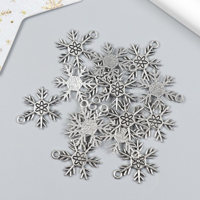 Декор для творчества металл Декор для творчества металл "Снежинка игольчатая" набор 15 шт серебро 2х2,5 см