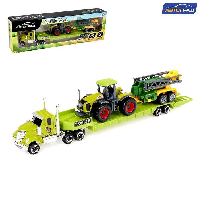 Грузовик металлический «Ферма» с трактором, МИКС Грузовик металлический «Ферма» с трактором, МИКС