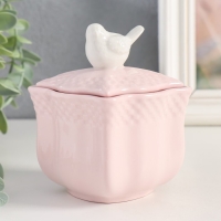 Шкатулка керамика "Белый воробей. Фигурная" розовая 10,9х8,2х8,2 см