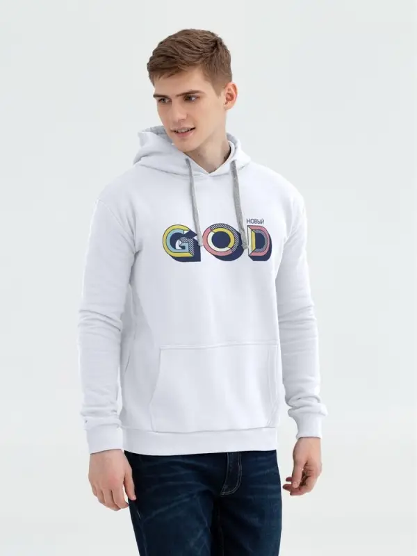 Толстовка с капюшоном «Новый GOD», белая, размер XS Толстовка с капюшоном «Новый GOD», белая, размер XS