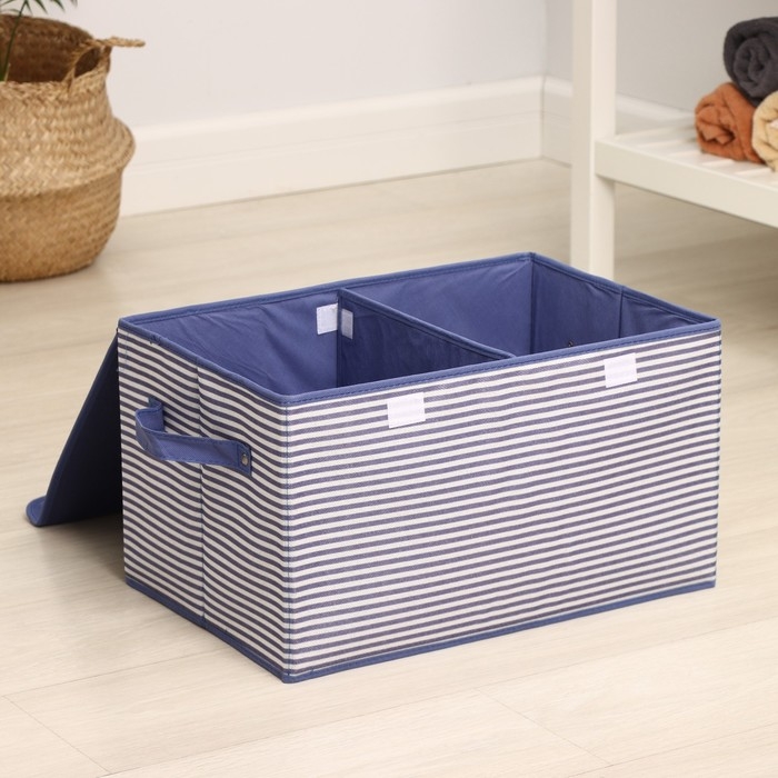 Короб стеллажный для хранения &laquo;Полосы&raquo;, 44,5&times;30&times;24,5 см, цвет синий