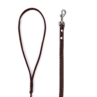 Поводок кожаный однослойный, простроченный, 1.37 м х 1 см, коричневый Поводок кожаный однослойный, простроченный, 1.37 м х 1 см, коричневый