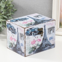 Шкатулка дерево "Эйфелева башня и пионы" 12х16х12 см Шкатулка дерево "Эйфелева башня и пионы" 12х16х12 см