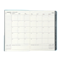 Еженедельник датир 2025г мягк обл иск кож А5 80л ESCALADA, бл тис, кр бл 70 г/м&sup2;, синий