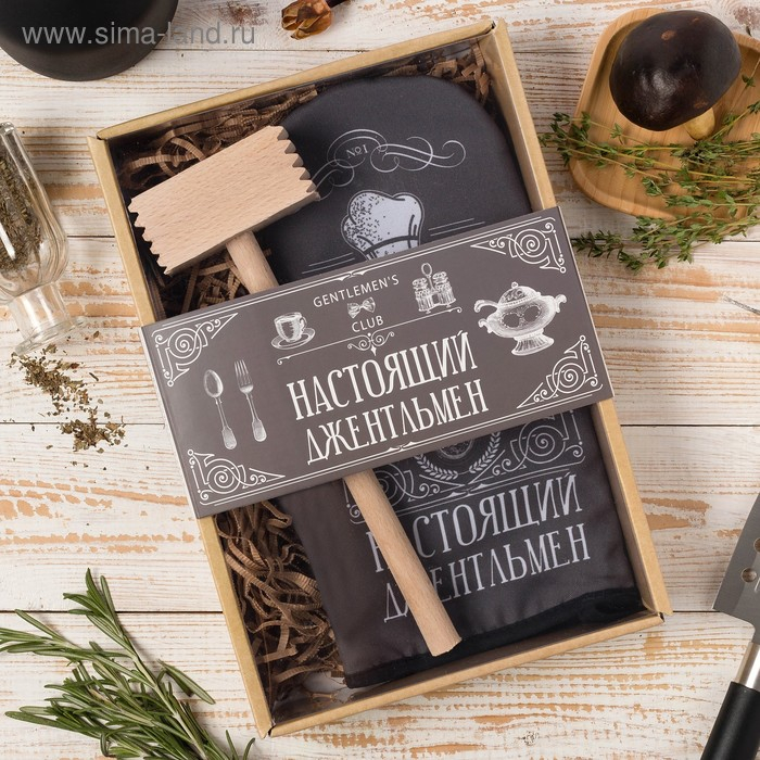 Кухонный набор &laquo;Джентльмен&raquo;,варежка-прихватка 20х28см, молоток деревянный