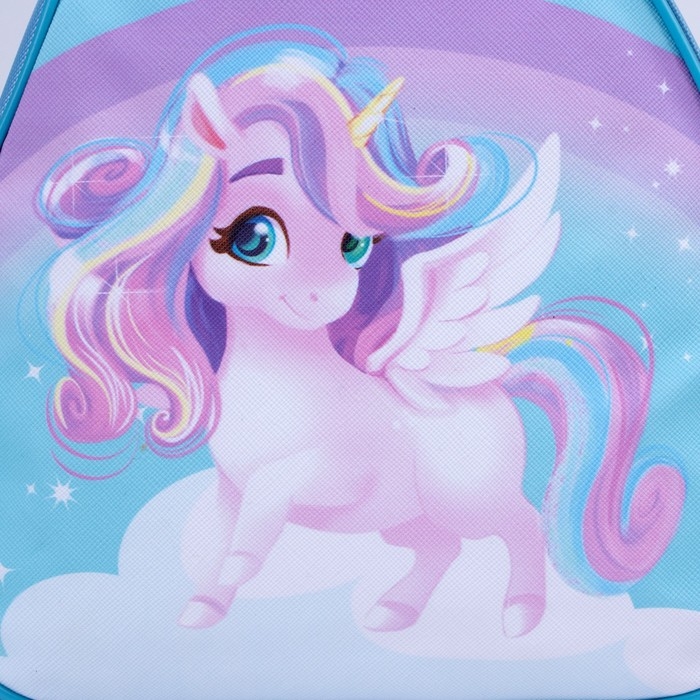 Рюкзак детский для девочки &laquo;Единорог&raquo;, отдел на молнии, цвет голубой