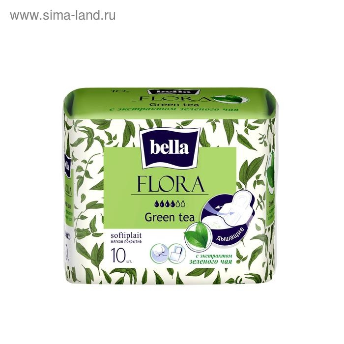 Прокладки женские гигиенические bella FLORA Green tea с экстрактом зеленого чая 10 шт. Прокладки женские гигиенические bella FLORA Green tea с экстрактом зеленого чая 10 шт.