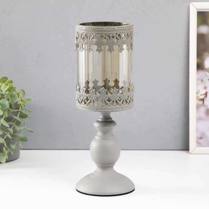 Подсвечник металл на 1 свечу d=10 см Подсвечник металл на 1 свечу d=10 см "Сигерд" серый 11х11х30 см