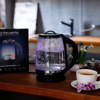 Чайник электрический Gelberk GL-400, стекло, 2 л, 2200 Вт, чёрный Чайник электрический Gelberk GL-400, стекло, 2 л, 2200 Вт, чёрный