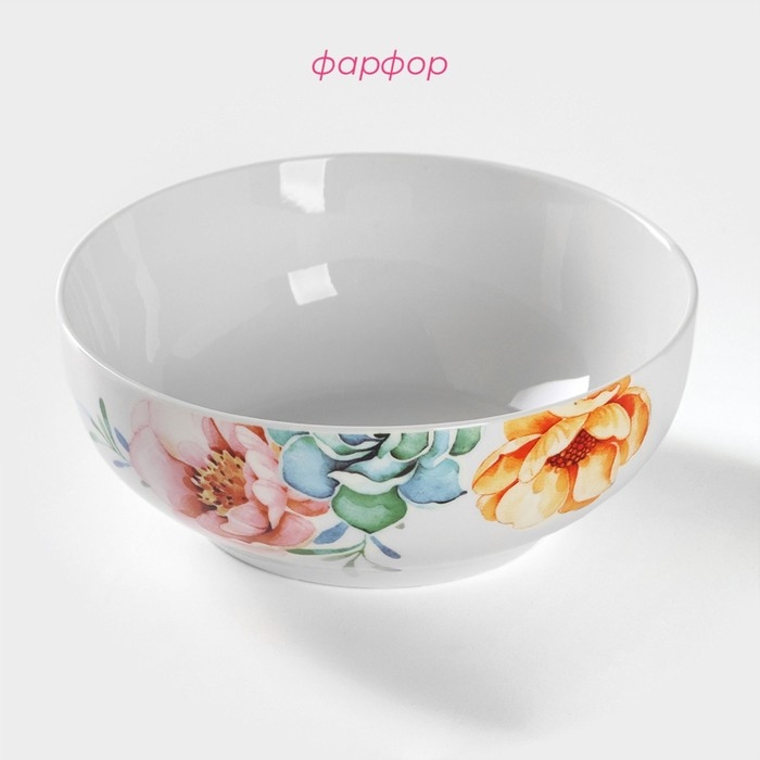 Салатник фарфоровый Доляна «Пташка» 600 мл, d=15,2 см, цвет белый Салатник фарфоровый Доляна «Пташка» 600 мл, d=15,2 см, цвет белый