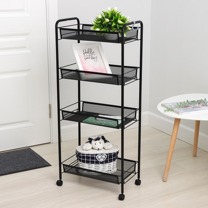 Этажерка &laquo;Ладья 24К&raquo;, 4 яруса, 44&times;25&times;100 см, цвет чёрный