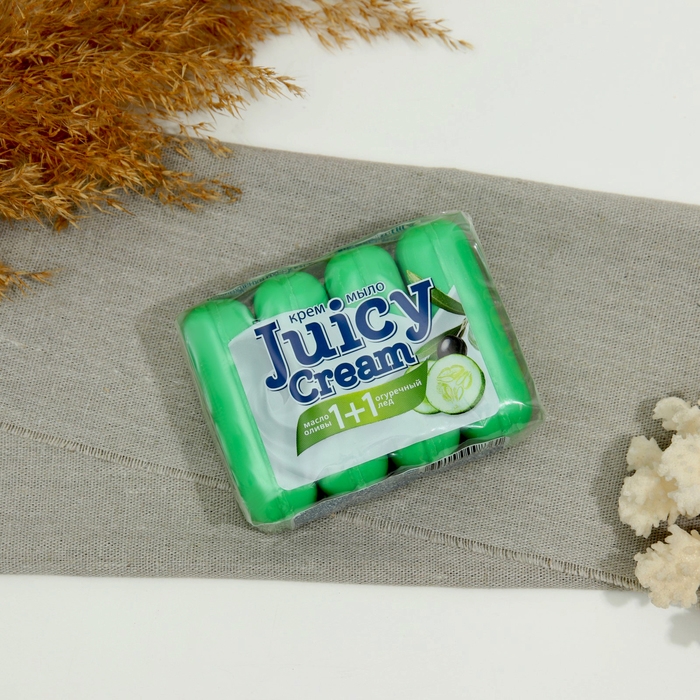 Крем-мыло твердое Juicy Ceam Масло Оливы и Огуречный лёд, 4 х 90 гр Крем-мыло твердое Juicy Ceam Масло Оливы и Огуречный лёд, 4 х 90 гр