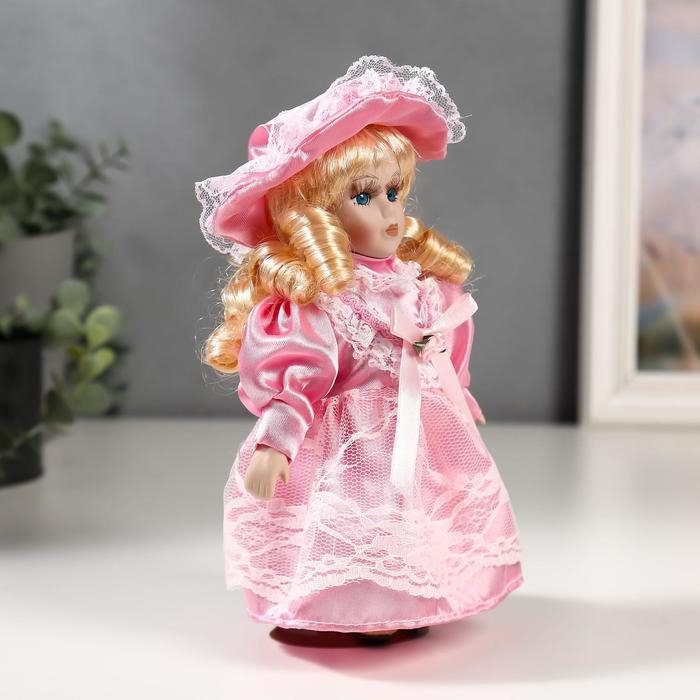 Кукла коллекционная керамика "Малышка Майя в розовом платье" 20 см