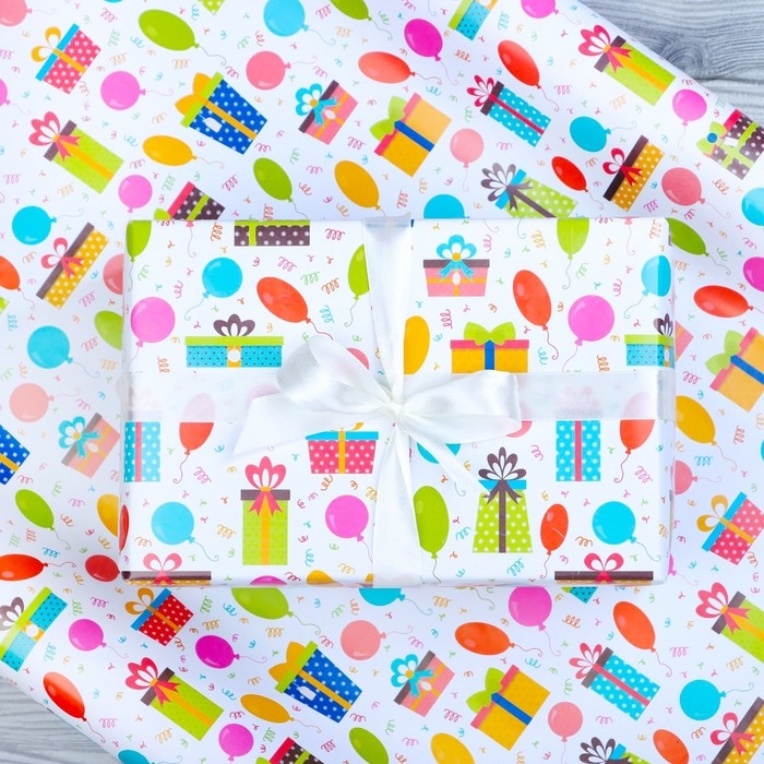 Бумага упаковочная глянцевая "Шарики", 70 &times; 100 см, 1 лист