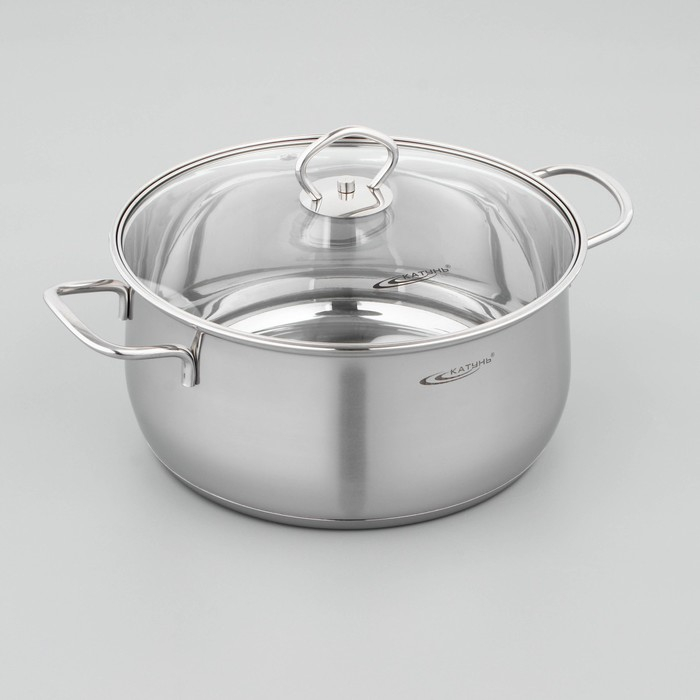 Кастрюля &laquo;Лира&raquo;, 5,2 л, d=24 см, капсульное дно, стеклянная крышка, индукция