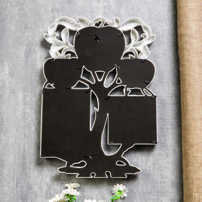 Фоторамка пластик на 5 фото 5,5х7, 9,5х11, 10х15, 10х10 см Фоторамка пластик на 5 фото 5,5х7, 9,5х11, 10х15, 10х10 см "Яблоня" белая 39,5х27,5х2 см