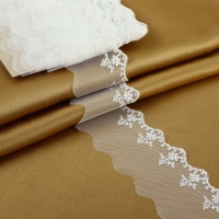 Кружево на сетке, 65 мм &times; 9 &plusmn; 0,5 м, цвет белый