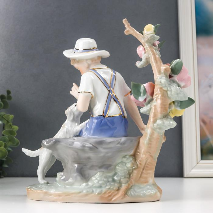 Сувенир керамика "Мальчик с собакой" 25х13х19,5 см