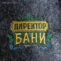 Шапка для бани с вышивкой из серого войлока " Директор Бани " Шапка для бани с вышивкой из серого войлока " Директор Бани "
