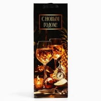 Пакет под бутылку &laquo;С Новым годом&raquo;, бокалы, 13 х 36 х 10 см , Новый год