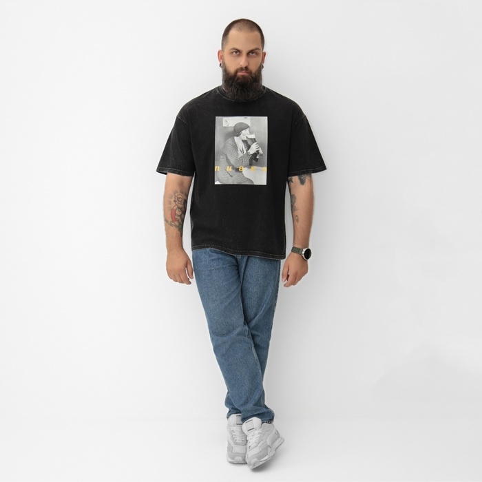 Футболка мужская MIST Футболка мужская MIST "Пивко" из вареного хлопка, цв. черный, р-р L