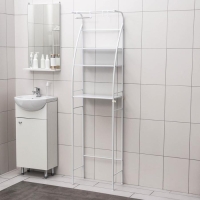 Стеллаж над унитазом со штангой для сушки, 47×25×175 см, цвет белый Стеллаж над унитазом со штангой для сушки, 47×25×175 см, цвет белый