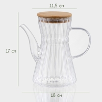 Чайник заварочный стеклянный с бамбуковой крышкой BellaTenero «Эко. Восток», 800 мл, 18×11,5×17 см Чайник заварочный стеклянный с бамбуковой крышкой BellaTenero «Эко. Восток», 800 мл, 18×11,5×17 см