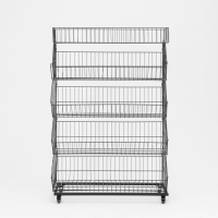 Накопитель разборный на колесах, 5 корзин с разделителями, 90&times;42&times;135 см, цвет чёрный