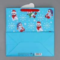 Пакет подарочный новогодний &laquo;Снеговик&raquo;, 30 х 30 х 15 см, Новый год