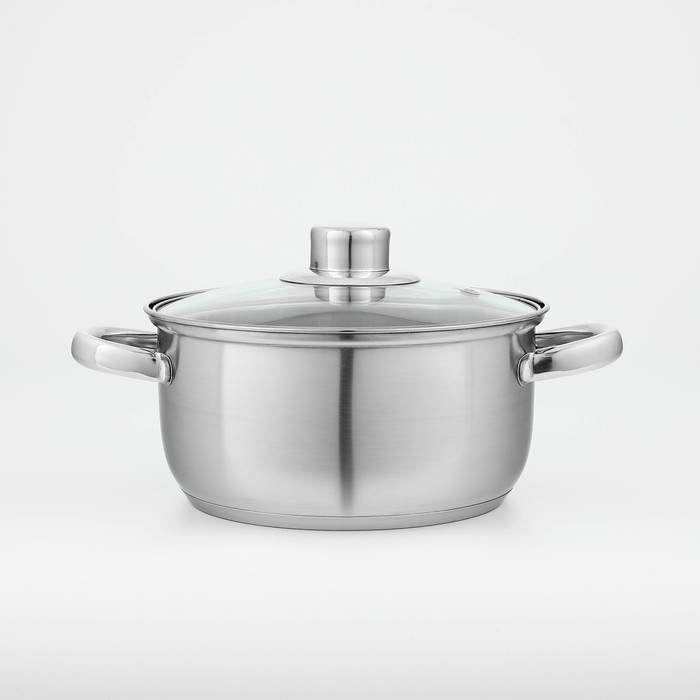 Кастрюля из нержавеющей стали Доляна &laquo;Гретте&raquo;, 2,3 л, d=18 см, с крышкой, капсульное дно, индукция