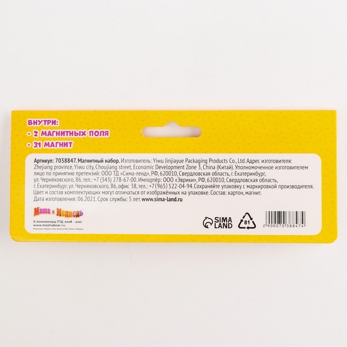 Магнитная игра &laquo;Развивающий&raquo;, Маша и Медведь