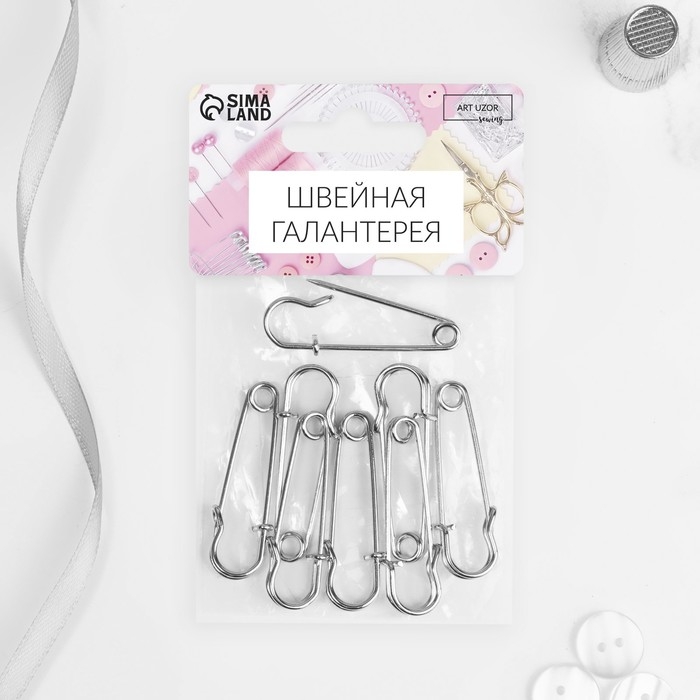 Булавки шляпные, 45 мм, 10 шт, цвет серебряный Булавки шляпные, 45 мм, 10 шт, цвет серебряный