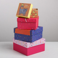 Набор коробок 10 в 1, упаковка подарочная, &laquo;Поздравления&raquo;, 10.2 х 10.2 х 6‒28.2 х 28.2 х 15 см