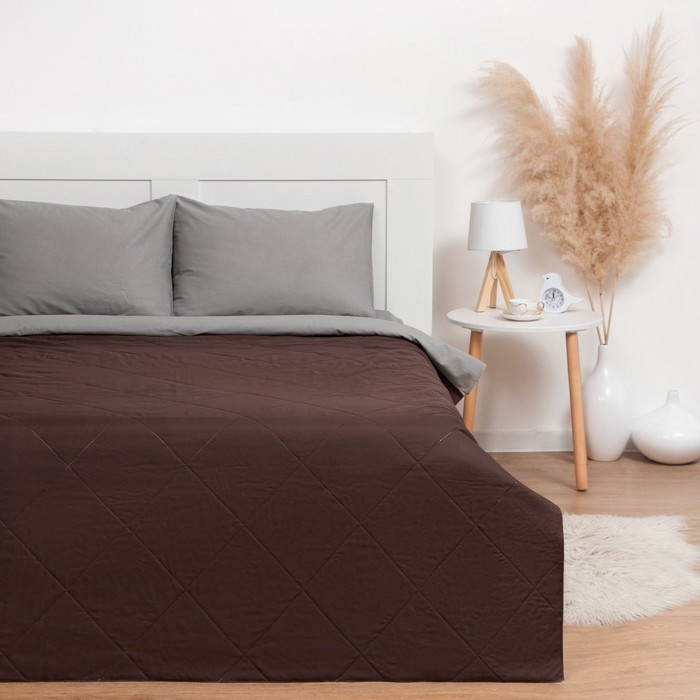 Покрывало LoveLife Евро 200х210&plusmn;5 см, цвет темно-коричневый, микрофайбер, 100% п/э