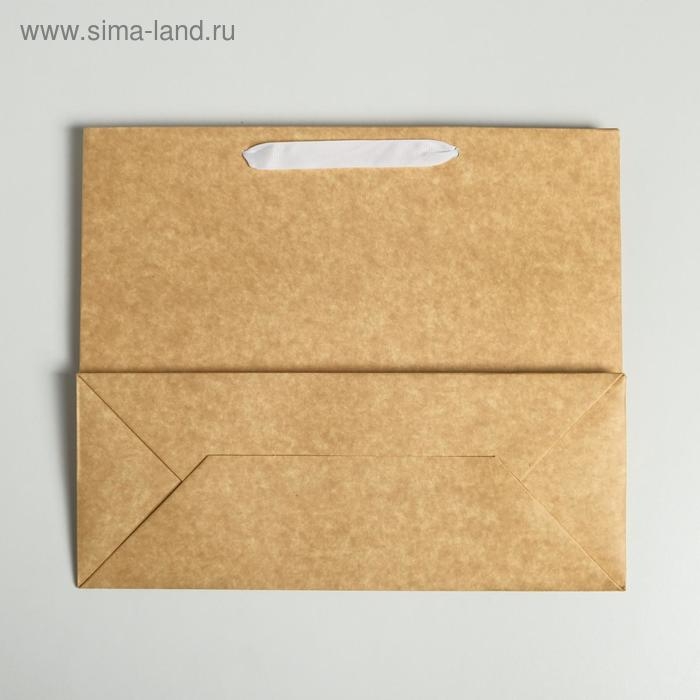 Пакет подарочный крафтовый с пластиковым окном, упаковка, &laquo;Цветы&raquo;, 31 х 26 х 11 см