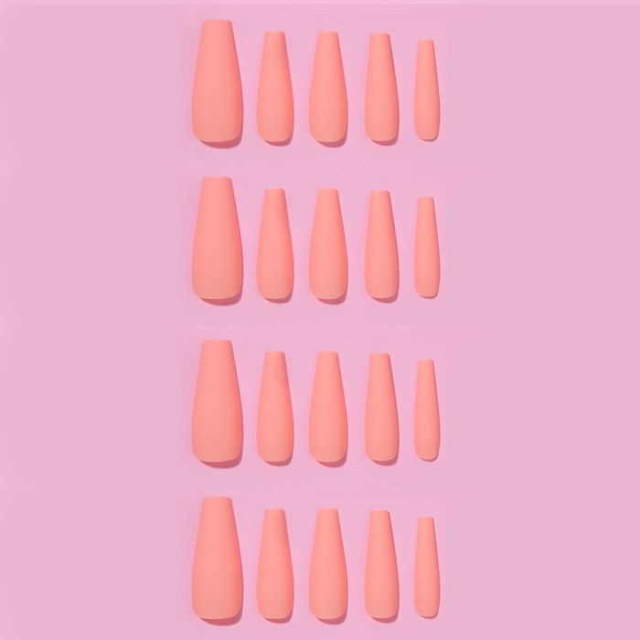 Накладные ногти, 24 шт, форма балерина, цвет матовый бежевый Накладные ногти, 24 шт, форма балерина, цвет матовый бежевый
