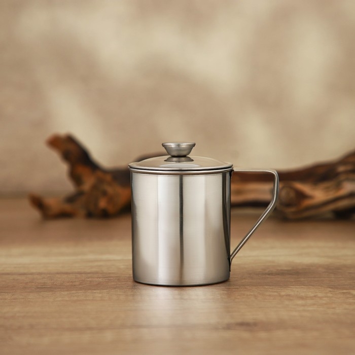 Кружка из нержавеющей стали Доляна &laquo;Индия&raquo; &laquo;Тарун&raquo;, 300 мл, 11&times;7,7&times;10 см, с крышкой