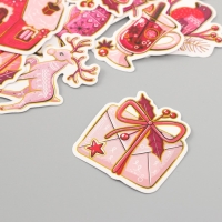 Наклейки для творчества "Новый год в розовых оттенках" тиснение золото набор 48 шт 9х7х0,8см 10177 Наклейки для творчества "Новый год в розовых оттенках" тиснение золото набор 48 шт 9х7х0,8см 10177