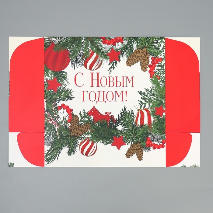 Коробка подарочная новогодняя складная &laquo;Новогодние игрушки&raquo;, 31 х 24.5 х 9 см, Новый год