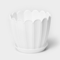 Горшок для цветов с поддоном &laquo;Хризантема&raquo;, 2,1 л, d=16,5 см, h=14,8 см, цвет белый